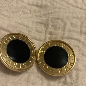 Givenchy earrings clip on gold/black vintage RARE